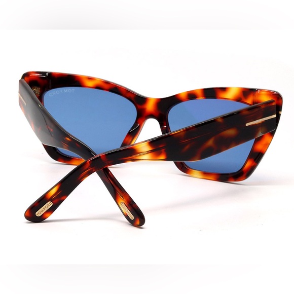 NEW FT0871/S 55V TOM FORD WYATT TF871 55V WOMEN HAVANA BLUE CAT EYE SUNGLASSES - Picture 7 of 10